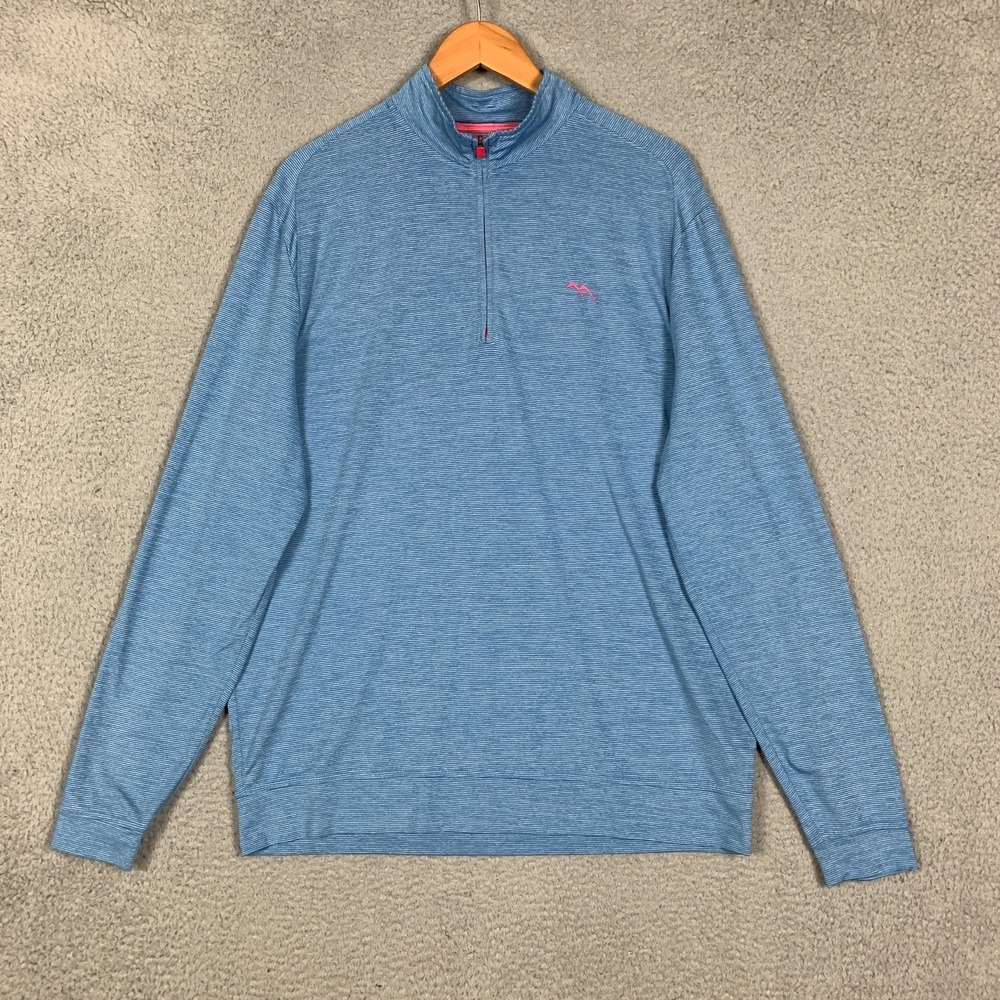 Johnnie-O‎ Vaughn Pullover Mens Large Neptune Blue Performance 1/4 Zip Golf